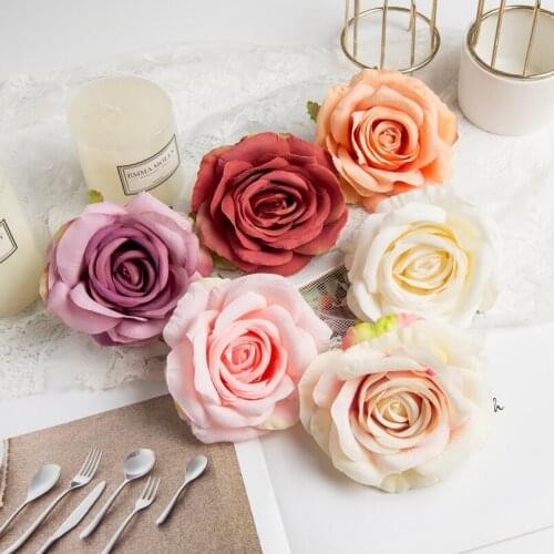 10 Pieces Big Silk Rose Head Christmas Garland Material Home Decoration Wedding Accessories Autumn Garden Artificial Flowers