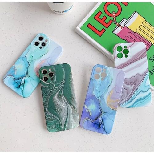 Phone Case For iPhone 12 11 Pro X XR XS Max 7 8 Plus SE 2 11 12 Mini Retro Abstract Marble Watercolor Art Colorful Soft IMD Case