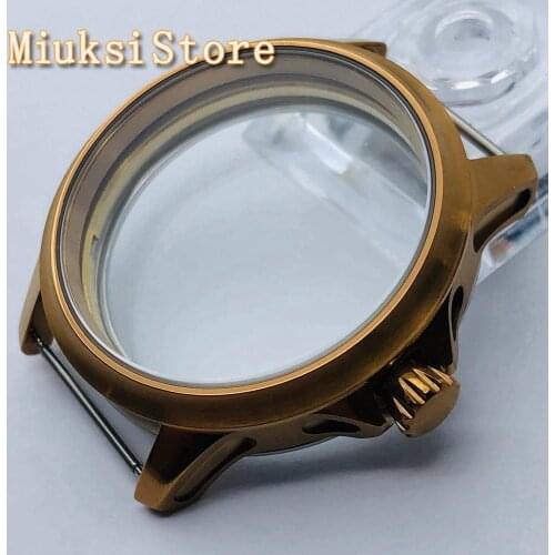 44mm copper colored sterile case fit ETA 6497 6498, Seagull ST36 hand-winding movement