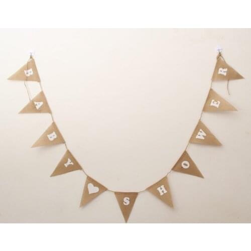 Baby Shower Flax Flag Banner For Wedding Event & Party Birthday Church Decoration