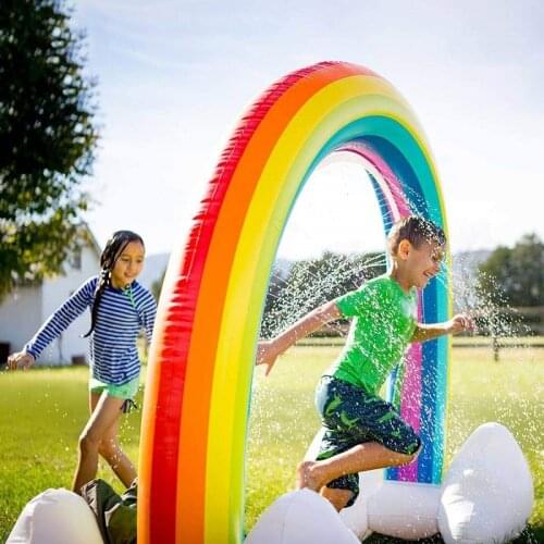 Outdoor Lawn Beach Sea Inflatable Rainbow Arch Water Spray Kids Sprinkler Play Toys Air Matress Summer Pool