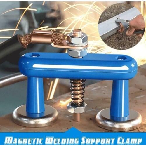 Double Welding Magnet Head Magnetic Support Clamp Holder Fixture Strong Welder Use For Metal Poles Struts Railings Welding Table