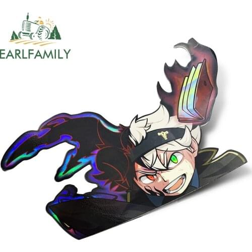 EARLFAMILY 13cm x 8.9cm Cartoon Anime Asta Peeker Car Sticker JDM Graffiti Peeking Motorcycle Car Window No Reflective Decal