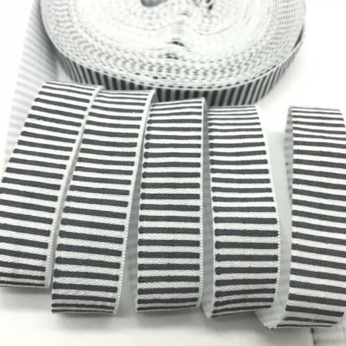 Grey Stripe Print Fold Over Elastic 5/8" Silver Grey Stripe FOE Elastic Ribbon for DIY Headwear Hair Accessories 10yard/lot