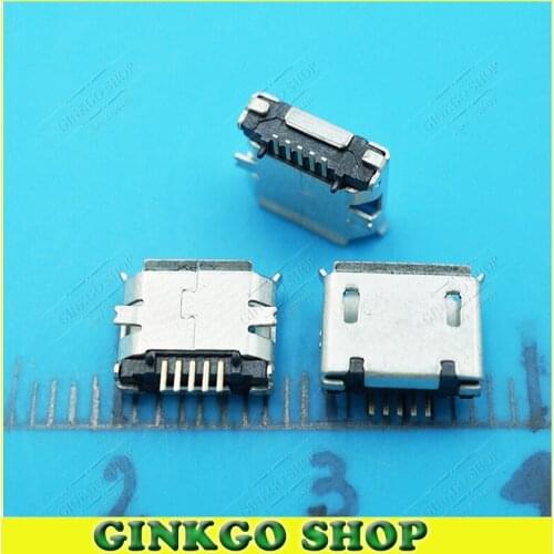 20pcs/lot Micro USB 5P Female Connector Jack Charging Socket 2SMT Long Pins for Repairing Mobile Phone DIY Accessories