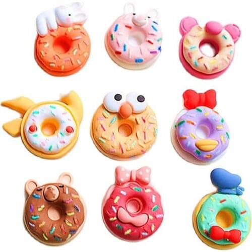 Resin Simulation Miniature Cartoon Donuts Flat Back Food Cabochon Mix Designsfor Dolls house DIY Scrapbooking