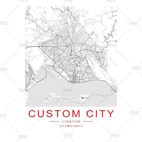 Custom City Map Any City Personalized Map Print Customized Map Canvas Prints Canvas Art Poster Oil Paintings World CityMap