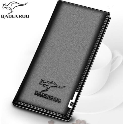 Kangaroo Mens Wallet Long Multifunctional Card Clip Buckle Pure Cowhide Hand Bag Coin Pocket Cash High Quality Leather Wallet