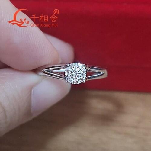 925 Sterling Silver Rings with 5mm round shape DF moissanite stone 4 claws for Women wedding Jewelry