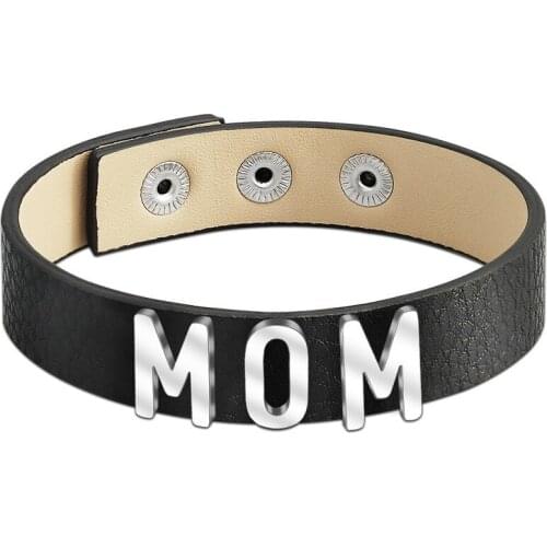 AurolaCo MOM Bracelet Custom Name Bracelet Mothers Day Gift Leather Bracelet DAD Bracelet Personality Jewelry Gift for Woman