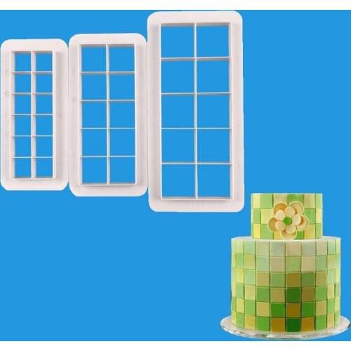 Square Shape Cookie Cake Plunger Plastic Mold Craft DIY 3D Sugarcraft Kitchen Accessories Cake Decorating Tools