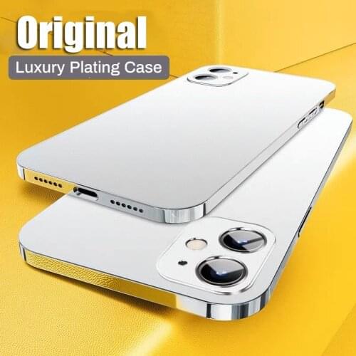 LOVECOM Square Matte Plating Phone Case For iPhone 11 12 Pro Max XS Max X XR 7 8 Plus Soft TPU Solid Color Shockproof Bumper