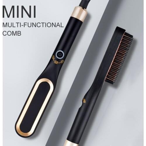 Mini Hair Straightener Brush Men Woman Hair Straightening Iron Fast Heating Electric Hair Brush Multifunction Hair Styling Comb