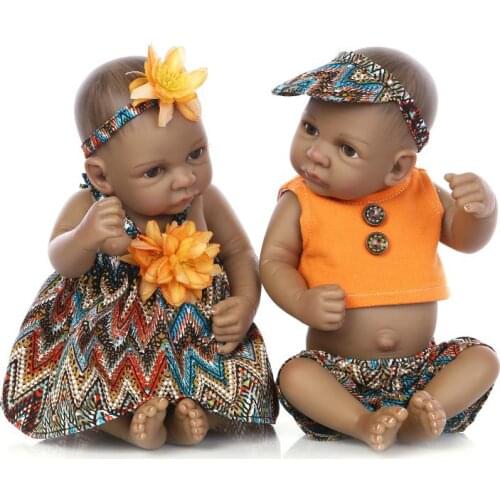 2018 mini 10 inch silicone Reborn baby doll 27 cm black twins vinyl baby toys dolls for sale girls toys for Kids birthday gifts
