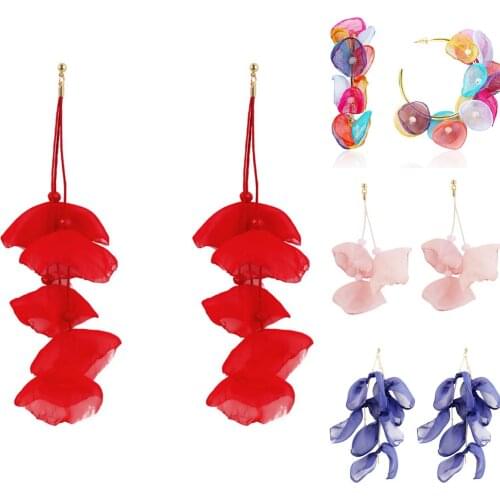 Fashion Bohemian Tassel Earrings Statement Lace Silk Flower Pendant Earrings Womens 2021 Earrings Jewelry Charm Girl Gift