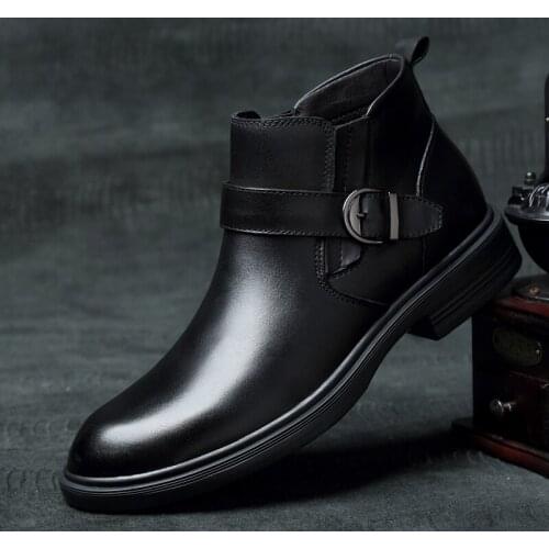 2021 New Men Leather Boots Fashion Retro Ankle Booties Big Size 36-47 Male Business Boots Leather Booties for Party Basic Boots