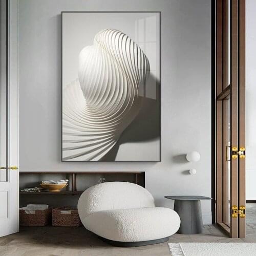 Abstarct Nordic White Geometry Dancing Marble Wall Poster Print Modern Canvas Painting Art for Living Room Picture Home Decor