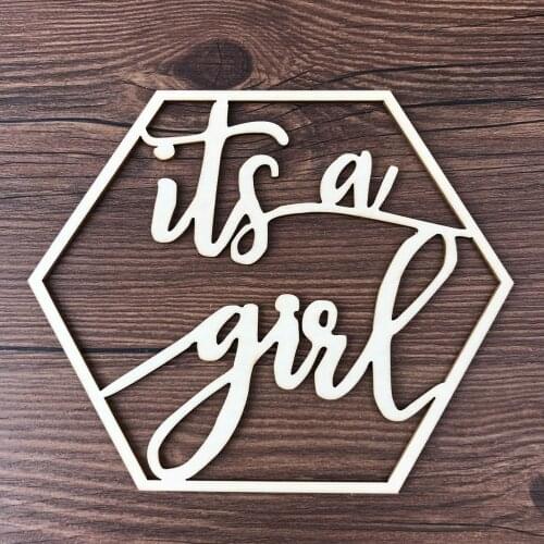 Oh baby Hexagon Style Name sign wood happy birthday,It is a Girl/Boy name Signs Decor,Baby shower baptism Acrylic table sign