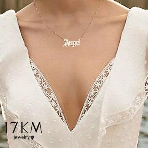 Vintage Gold Angel Letter Necklace Gift for Women Fashion Old English Name Choker Necklaces NEW 2020 Party Jewelry Mom Gift