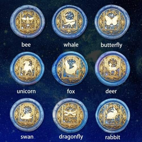 Animal Wax Seal Stamp Star Sky Series Wax Stamp Rabbit Swan Cat Whale Butterfly Dragonfly Sealling Wax Sellos Wood Handle Tool