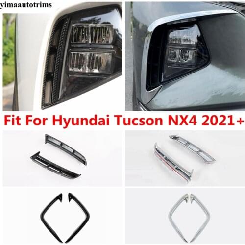 Front Fog Light Lamp Eyebrow Wind Knife Blade Cover Trim ABS Chrome / Carbon Fiber Accessories For Hyundai Tucson NX4 2021 2022