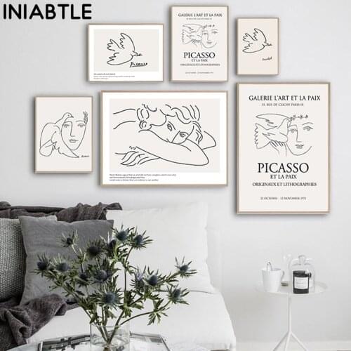 Picasso Matisse Line Drawing Poster Vintage Abstract Famous Painting Canvas Print Minimalist Wall Art Modern Decorative Picture