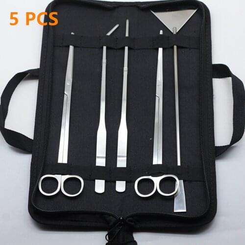 Aquarium Cleaning Tools Kit Tweezers Curve Scissor Fish Tank Water Plants Grass Stainless Steel Maintenance Tool Suit
