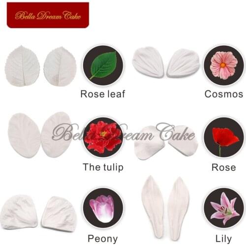Peony Rose Lily Flower Petal Silicone Veiner Mold Set Fondant Cake Mould DIY Handmade Sugar Flower Craft Cake Decorating Tool