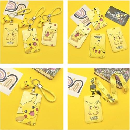 Pokemon Pikachu Cartoon Animation Work Card Business Card Sheath Student Card Credit Card ID Card Set Men and Women Pendant