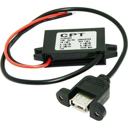DC 8-35V to DC 5V Step-Down Converter Buck Module 12V/24V to 5V 3A 15W USB with Ear Output Power Supply