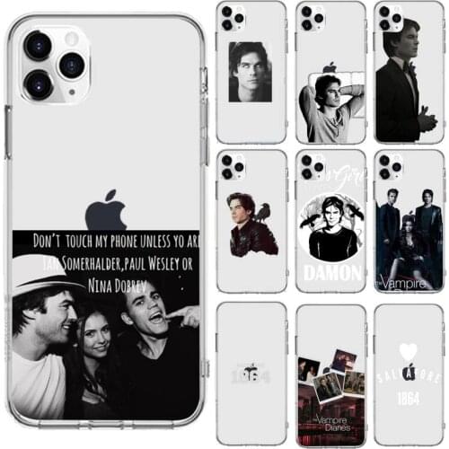 The Vampire Diaries Stefan Damon Phone Case Transparent for iPhone 6 7 8 11 12 s mini pro X XS XR MAX Plus cover funda shell