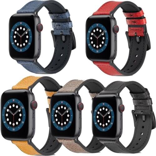 Compatible with Apple Watch Band 44mm 42mm 40mm 38mm, Genuine Leather Replacement Band for iWatch Series 6 5 4 3 2 1