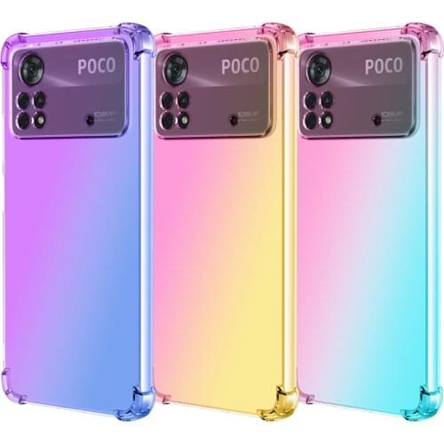 Luxury Gradient Transparent Shockproof Case For Redmi Note10 Pro 5G X3 GT Poco M3 Pro X3 Air Bag Shockproof Protective Funda