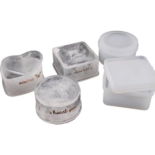 Jewelry Storage Box Silicone Epoxy Resin Molds with Cover Lid Heart Round Crystal Epoxy Mold Dried Flower Resin Decor Craft