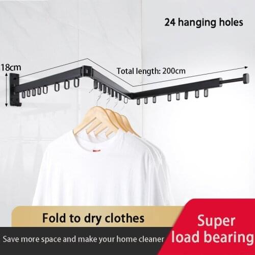 Folding Clothes Rack Wall Hanging Clothes Horse Indoor & Outdoor Drying Rack Telescopic Hangers For Clothes Balcony Clotheslines