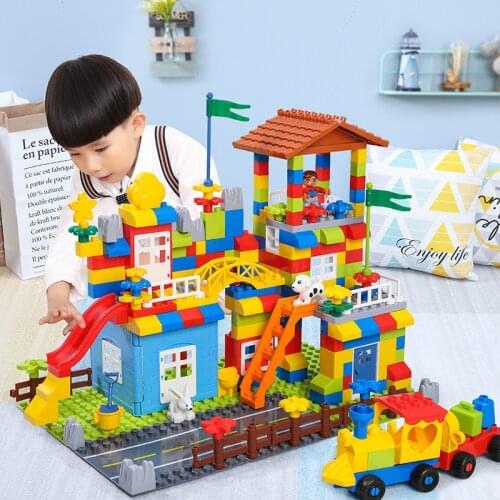 Compatible big brand 146pcs DIY Colorful City House Roof Large Particle Building Blocks Castle Educational Toys Children