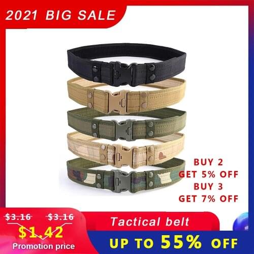 Tactical Sport Belt with Plastic Buckle Army Military Adjustable Sponge Outdoor Fan Hook & Loop Waistband
