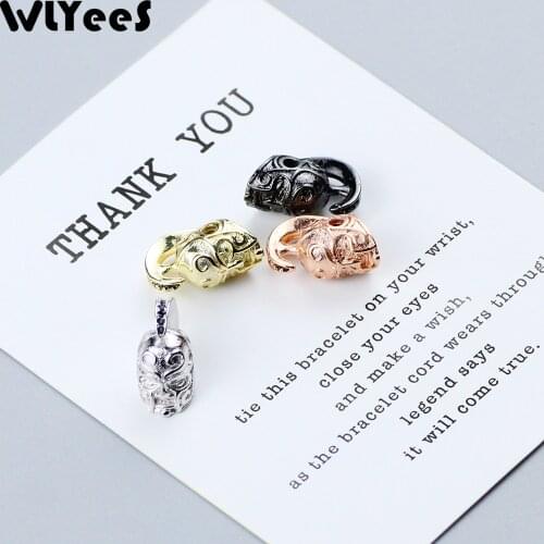 WLYeeS 4pcs Spartan helmet White Zircon Charm Copper beads Customizable metal Accessories Loose bead Jewelry making DIY bracelet
