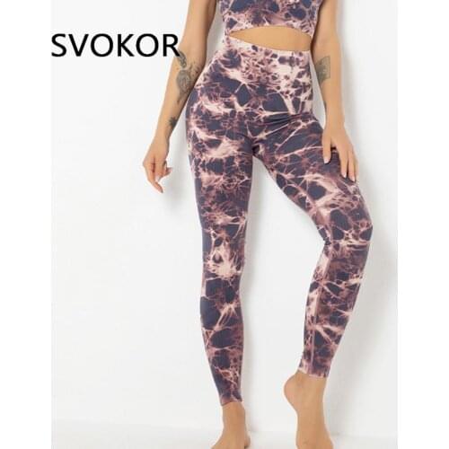 SVOKOR Sexy Seamless Leggings Push Up Tie Dye Printed Leggings For Fitness Pants Women High Waist Gym Clothing
