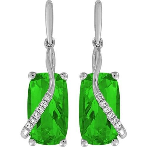 KOFSAC New Fashion 925 Sterling Silver Earrings For Women Jewelry Luxury Crystal Green Earring Lady Anniversary Accessories Hot
