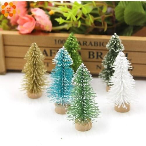 10PCS/Lot 6CM Christmas Trees Small Pine Trees Mini Trees Placed In The Desktop Home Christmas Decoration Kids Gifts Supplies