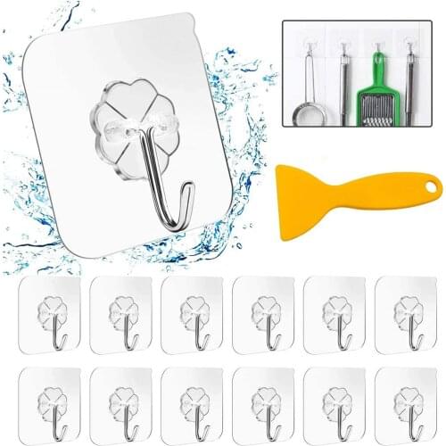 10Pcs Transparent Strong Self Adhesive Door Wall Hangers Hook Suction Hook Heavy Load Rack Cup Sucker For Kitchen Bathroom