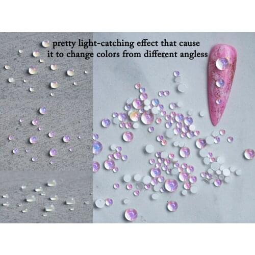 Opal Mermaid Tears Clear Glass Flatback Nail Art Crystal Rhinestones (SS3-SS20) 144PCS/bag Glass Rhinestones Pearls Beads