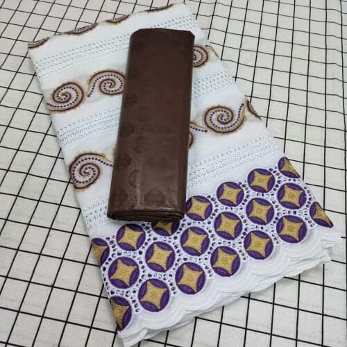 2.5 Yards Swiss Lace Fabric +2.5Yards Bazin Brode Riche Embroidery African Fabrics Swiss voile Lace In Switzerland For Wedding