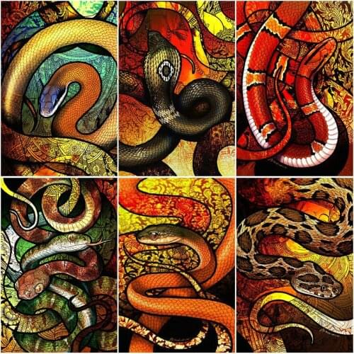 2021 Hot 5D Diy Diamond Painting Cross stitch Eye snake Diamond Mosaic Icon snake Needlework Crafts Diamond embroidery Viper