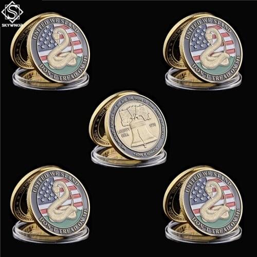 5PCS 1776 American Snake Liberty Bell Medal Commemorative Coin Gift Collection Currency Military Badge