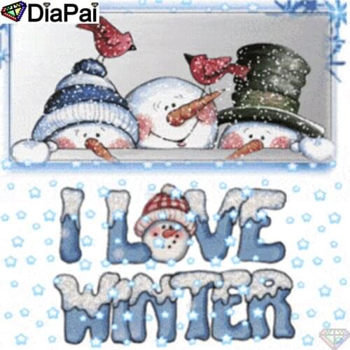 DIAPAI Diamond Embroidery "Snowman writing" Pattern DIY 5D Diamond Painting Needlework Cross Stitch Full Drill Painting A26487