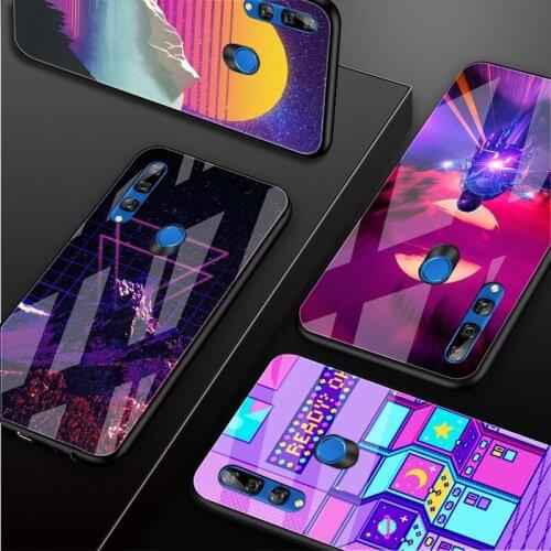 Vaporwave Space Anime Tempered Glass Phone Case For Huawei honor 8X 9 10i 20i 20Lite 20Pro 30 Pro Cover Shell