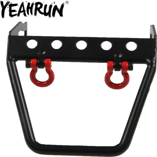 Black Metal Steel Front Bumper with Winch Mount Shackles for Axial SCX10 90046 1/10 RC Crawler Cars