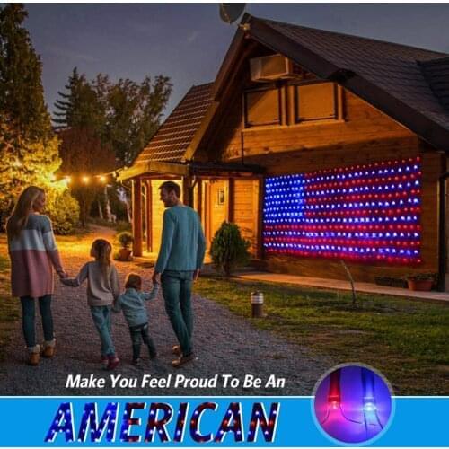 String Lights Decoration Garden Home Outdoor Indoor Low Voltage 420 LEDs Festival Solar Energy 390 Lamp Waterproof American Flag